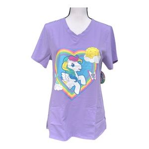 My Little Pony Women's Print Logo Purple    Side Pockets Shirt Pullover Sz Small